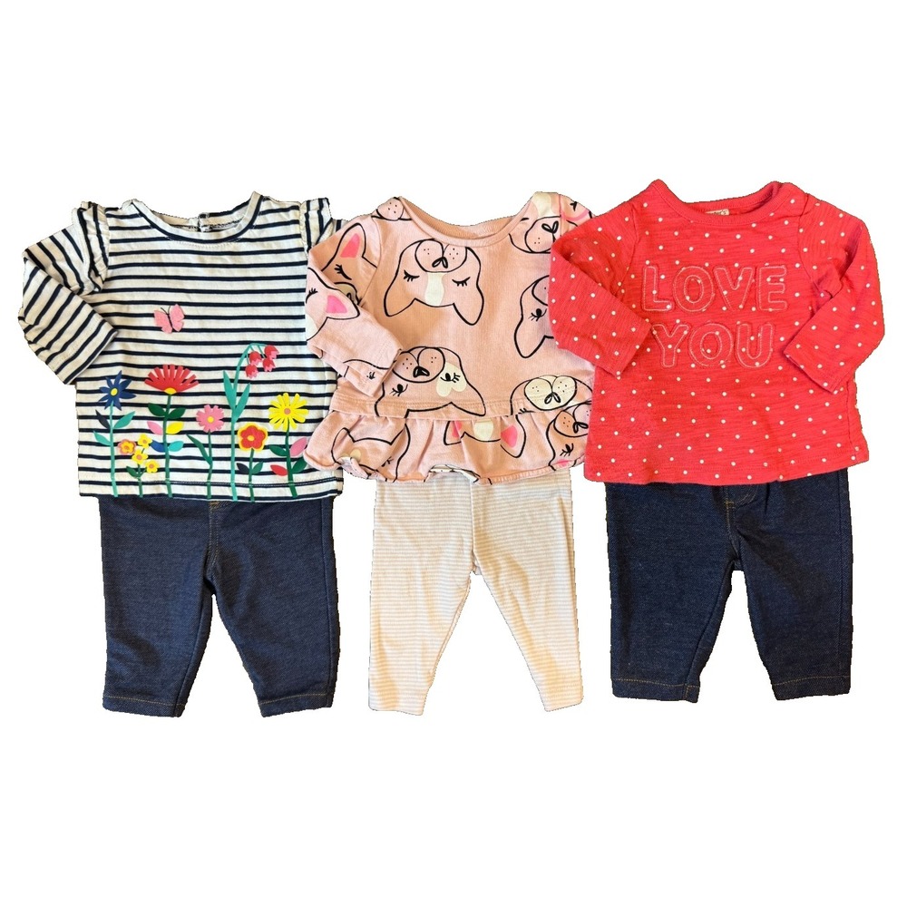 Baby Girl Outfits 3 Months Pants Long Sleeved Shirts Clothes Lot Dog Love You